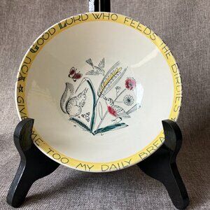 Vintage STAVANGERFLINT NORWAY Bowl Bird Squirrel Butterfly Lord Feed Daily Bread